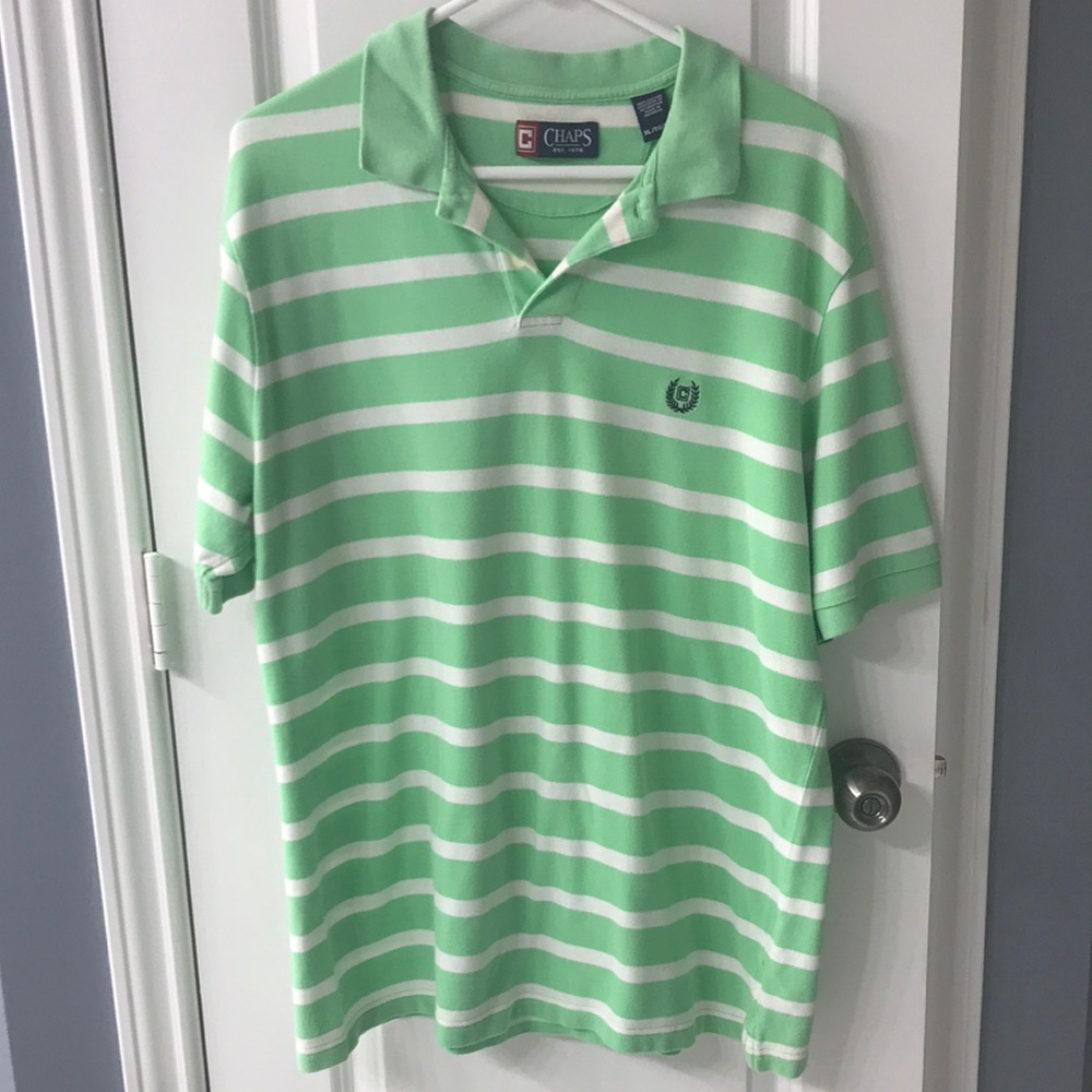 Chaps Green Striped Men's Polo Shirt